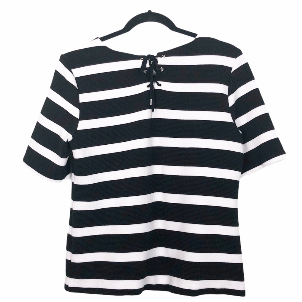 Talbots Boxy MP Tie Back Nautical 1/4 Sleeve Top - Picture 3 of 15